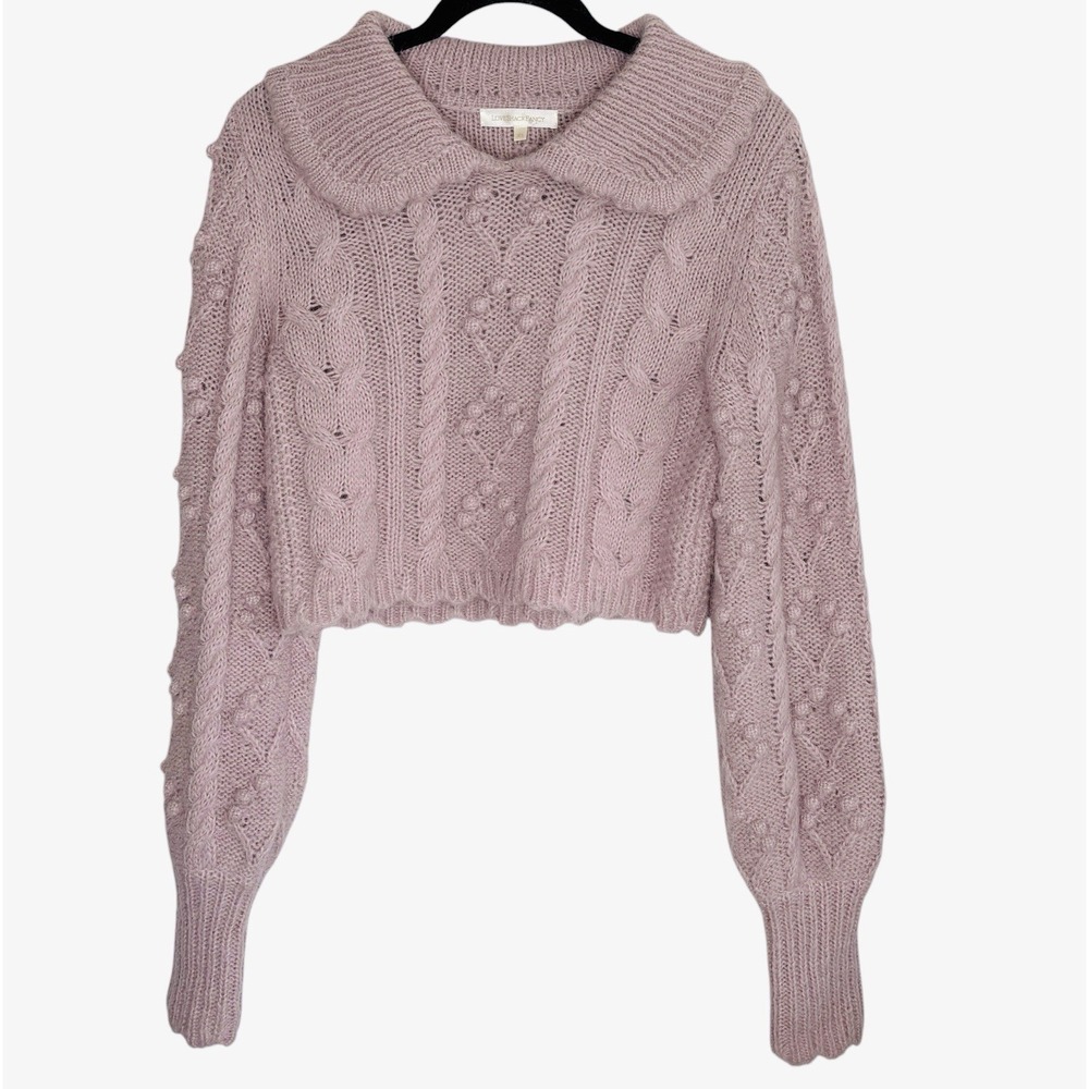 LoveShackFancy Berget Alpaca Blend Sweater XS Crop Chunky Knit Coquette Romantic